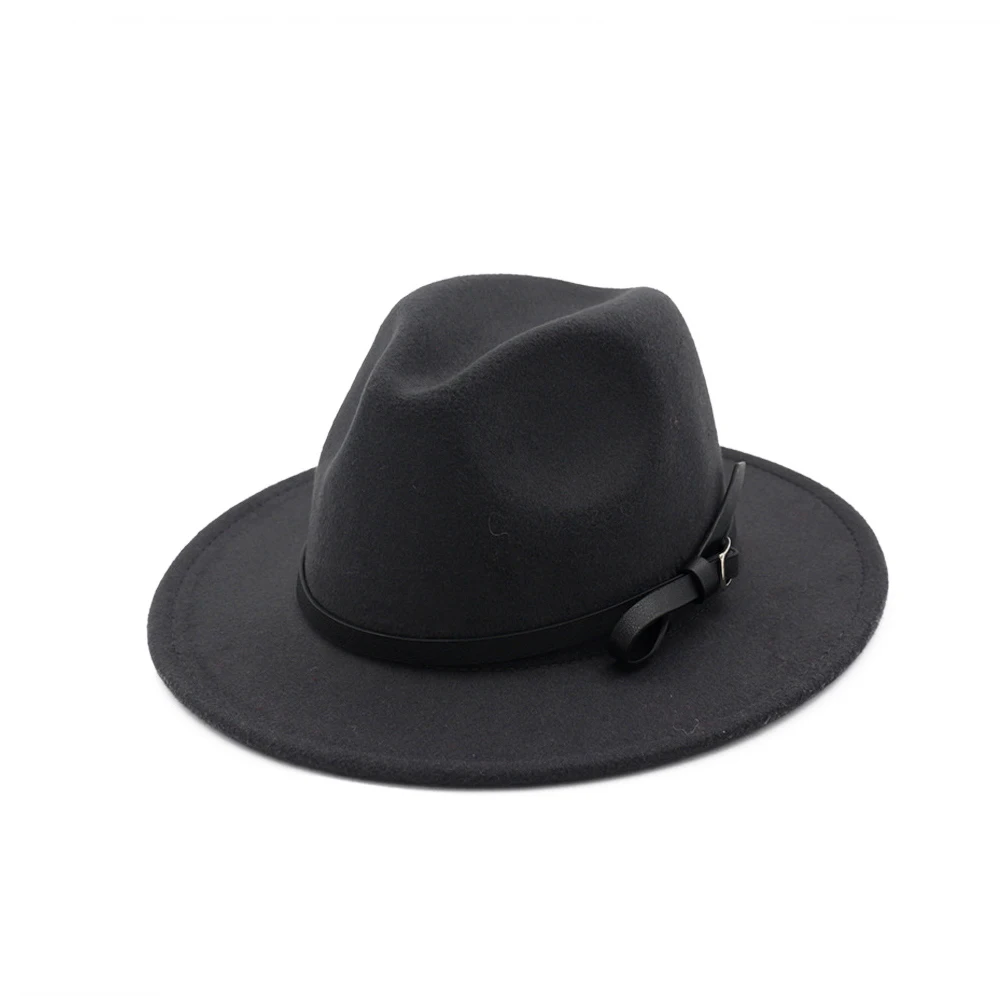 Dark Gray Новая мода для женщин и мужчин Fedora шерстяная шапка поп шляпа широкая шляпа Панама джазовая, шляпа - Цвет: Dark Gray