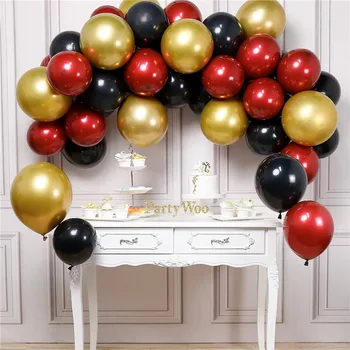 

45pcs 12inch Black Garnet Red Chrome Gold Latex Balloons DIY Balloon Arch Garland for Birthday Baby Shower Wedding Party Decor