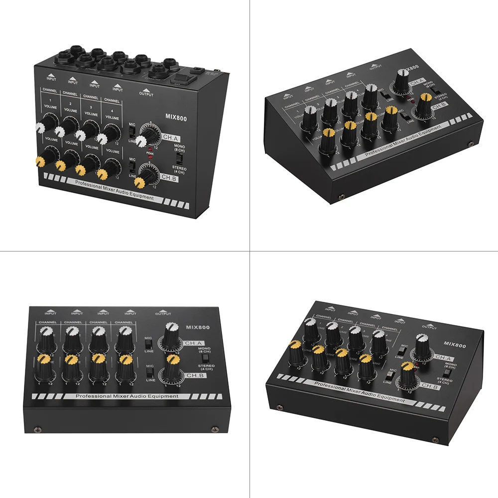

Ultra Low-noise Line Mixer Compact Size 8-Channels Mono/Stereo Audio Sound Line Mixer with Power Adapter