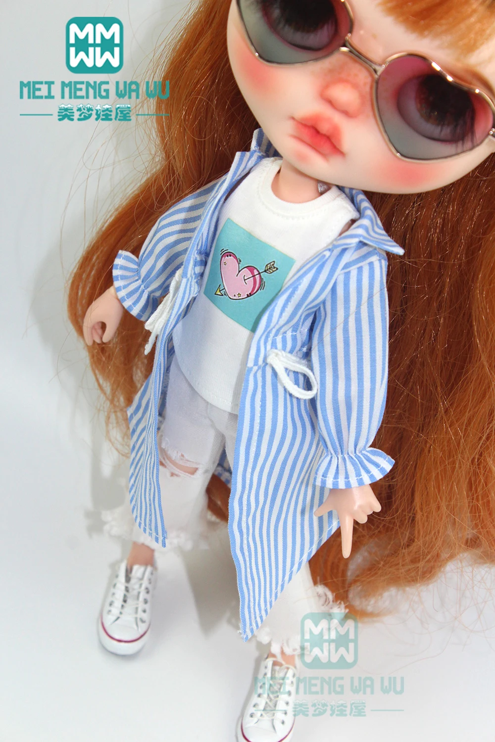 1 шт. одежда Blyth Doll полосатая рубашка, жилет, спортивные штаны для Blyth Azone OB24 OB23 кукла 1/6 аксессуары