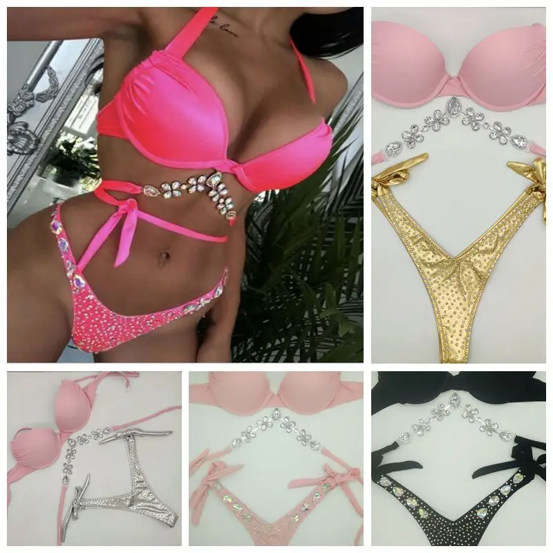 

2020 New Style Stickers Top Grade Nightclub Bikini Bathing Suit Hot Selling Underwear Suit Nightclub Drilling Nightclub Bikini