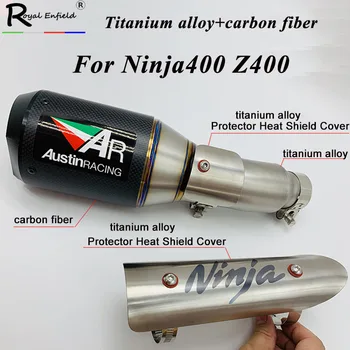 

For Kawasaki Ninja400 Z400 Motorcycle Titanium Alloy Carbon Exhaust Muffler Tip Escape Slip on Ninja400 Z400 Exhaust System