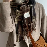 Plaid Long Scarf Winter Warm Cashmere Women Pashmina Foulard Bandana Scarves Female Luxury Hijab Tassel Shawl Wraps 2023 Pareo 3