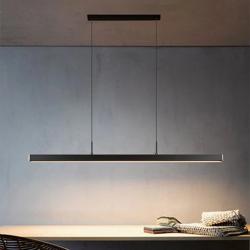 

Modern Led minimalist Dining Living room chandelier long strip table lamp Luster Lamp Kitchen Bedroom home Indoor Lighting