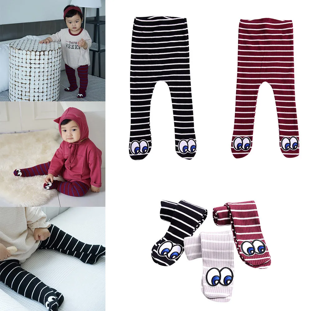 Колготки зимние эластичные колготки в полоску с большими глазами для