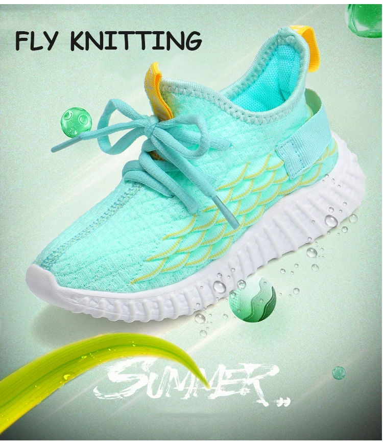 Детские кроссовки, обувь Flyknitting, спортивные кроссовки для бега с воздушной сеткой, Молодежные мужские кроссовки, обувь для больших детей, дышащая обувь, размер 27-37