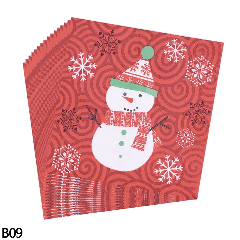 b09-20pcs napkins Рождественская вечеринка, одноразовые бумажные салфетки для скатерти, новогодние, вечерние, для украшения стола, для украшения стола, Navidad - Цвет: b09-20pcs napkins