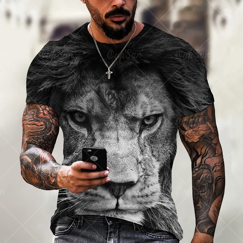 2021 New Fashion Cool T-shirt For Men’s 3D T-shirt Printing lion Short Sleeve Summer Shirt Printing T-shirt