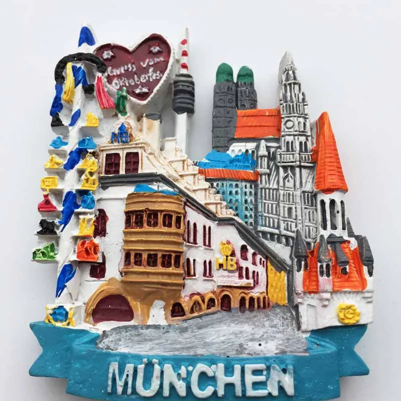 Munich, Германия landmark street view туристический сувенир магнитные наклейки стикеры на холодильник