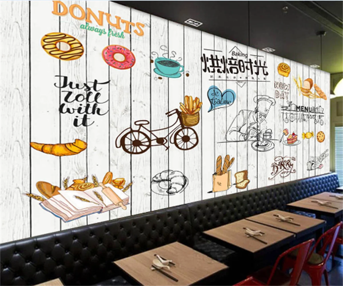 

Время выпечки, искусство для торта, 3D фреска на заказ для западного ресторана, кафе