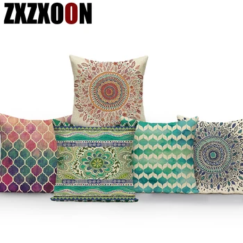 

African Style Mandala Geometric Cotton Linen Sofa Decorative Pillows Covers Boho Cushion Cover for Bedroom Car Capa De Almofadas