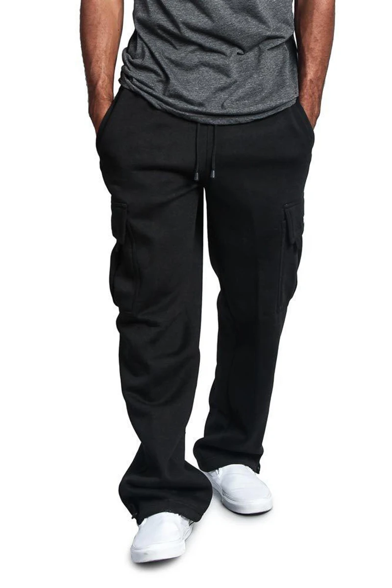 Зимние мужские брюки с карманами, белые брюки-карго, тактические брюки, флисовые спортивные штаны в стиле хип-хоп, мужские серые повседневные спортивные брюки
