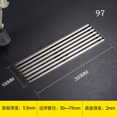 10x30cm DN50 труба 304 нержавеющая сталь прямоугольный трап анти-запах большой поток отель длинный дренаж пола в ванной утолщение Ванна Душ слив - Цвет: 10x30cm