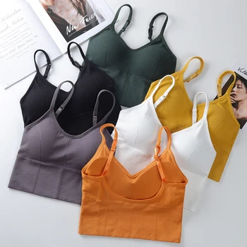 

Women Sexy Bralette Top Cotton Lingerie Seamless Sports Active Tube Tops Wireless Pad Shockproof Comfort Underwear Camisoles #F