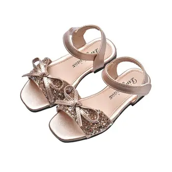 

Girls princess shoes children's shoes spring and summer new sequin girls bow little girl sandals, beach sandals kids