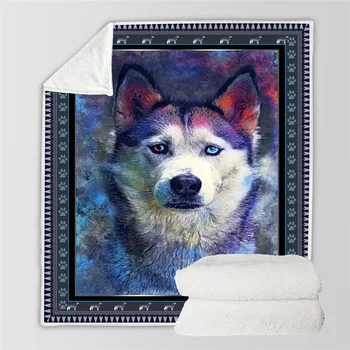 

3D Dog Printing Digital Square Blanket Hand Painted Double Layer Warm Fleece Blanket 2019 Energetic Cute Comfortable Blanket