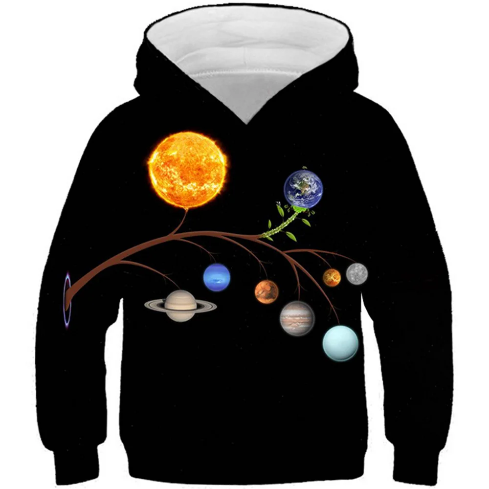 

Universe Planet Galaxy Space Moon Sun Print Children Hooded Sweatshirt 2-13Y Boy Girl 3D Hoodies Kids Harajuku Pullover Clothes