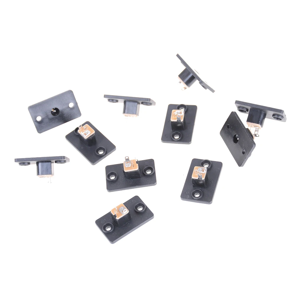 HUXUAN 10PCS Black Female Socket Panel For Barrel Jack Plug DC 12V Power Connector Plug 5.5 X2.1mm