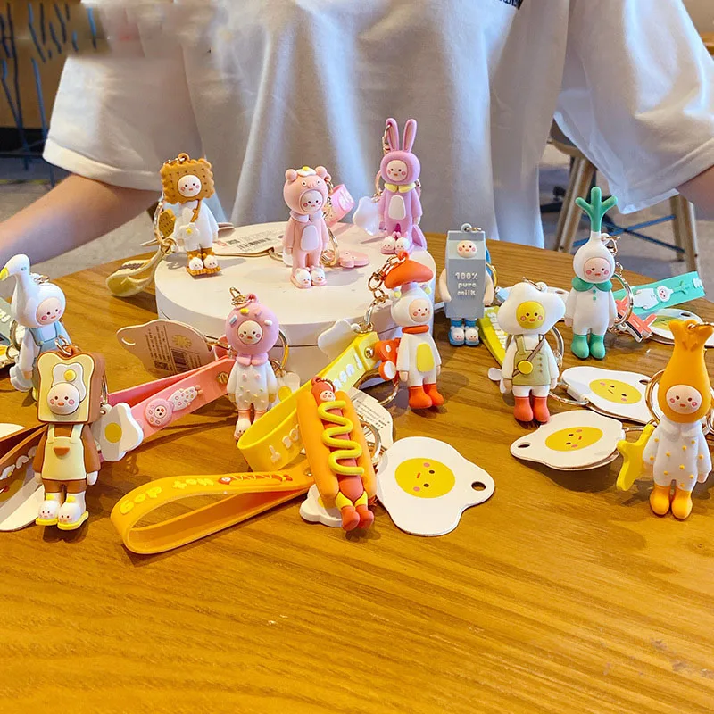 Cartoon UOVO FRIENDS Mushroom Hot Dog Villain Keychain Cute Food