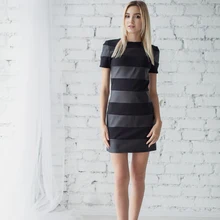 Женское лоскутное платье из искусственной кожи с круглым вырезом и коротким рукавом, элегантное платье, весеннее модное сексуальное клубное мини-платье