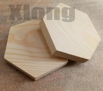 

10pcs side:60mm thickenss:10mm Solid Pine Sheet Polygon 6-Sided Wooden Block Honeycomb-Shaped Block DIY Shaped Wooden Board