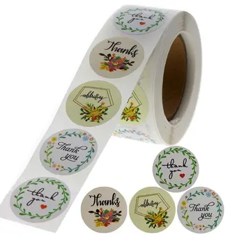 

500pcs Round Floral Thank You Stickers 1inch for Wedding Party Envelope Seal