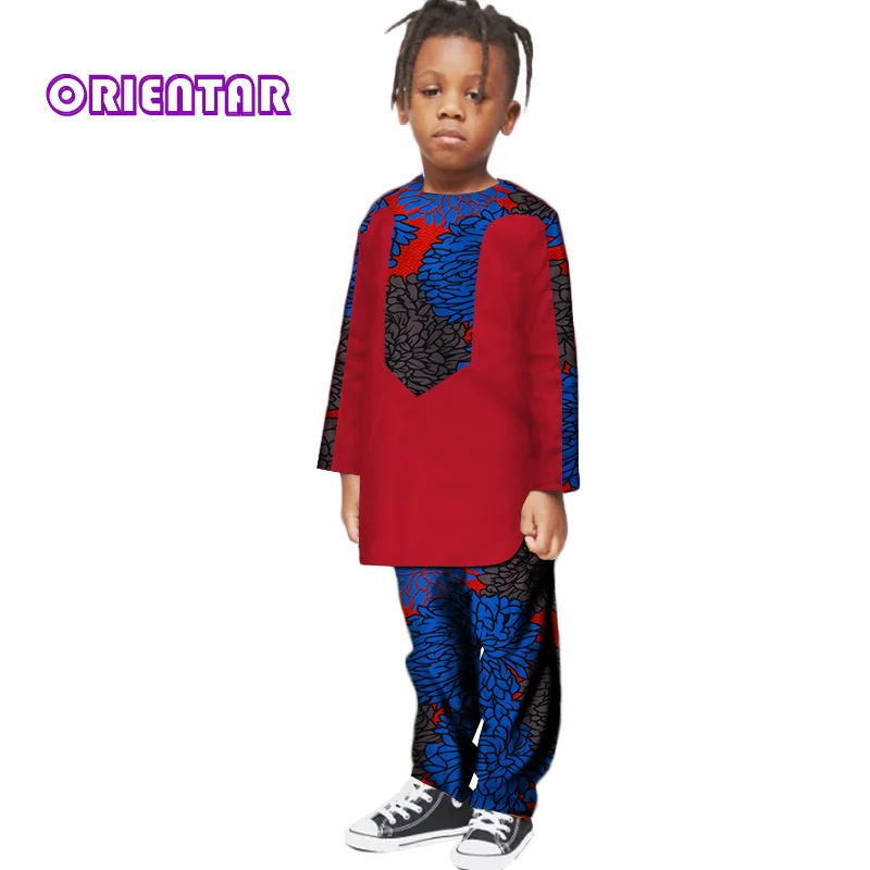 Детская одежда в африканском стиле для мальчиков Комплекты из топов и штанов