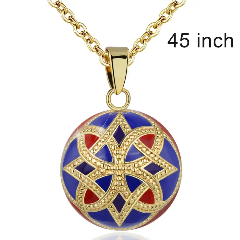 with 45 inch Chain Eudora, оригинальное, темно-синее, красное, цветное ожерелье, беременность, бола, шар, подвеска с кельтским узлом, роскошные ювелирные изделия для женщин, подарок для душа - Окраска металла: with 45 inch Chain