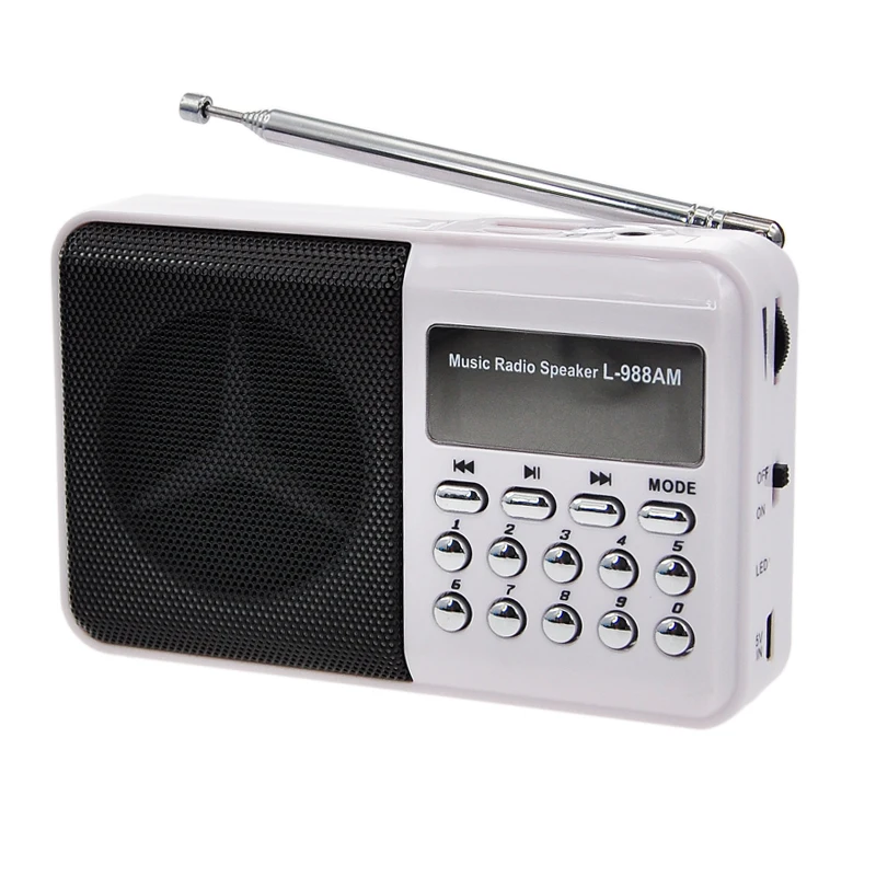 

Prunus L-988 Mini Portable Radio USB Rechargeable FM/AM radio receiver Handheld Digital TF card /USB flash drive MP3 play Radios