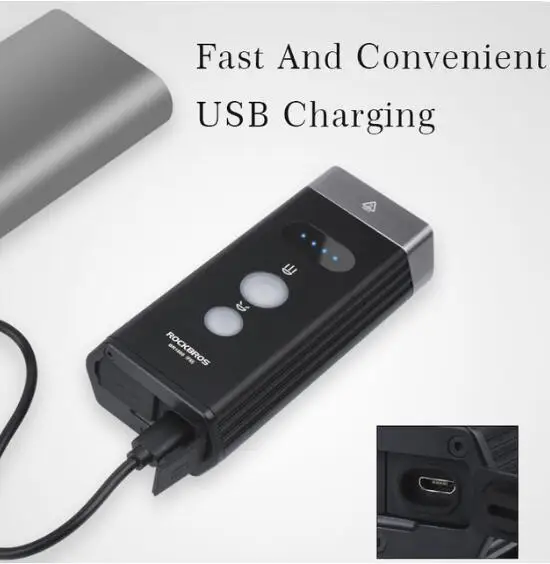 Черный ROCKBROS велосипед передний свет Велоспорт Водонепроницаемый Фара USB перезаряжаемая лампа фонарик Отдельный переключатель Дальний свет 1800Lm - Цвет: Черный
