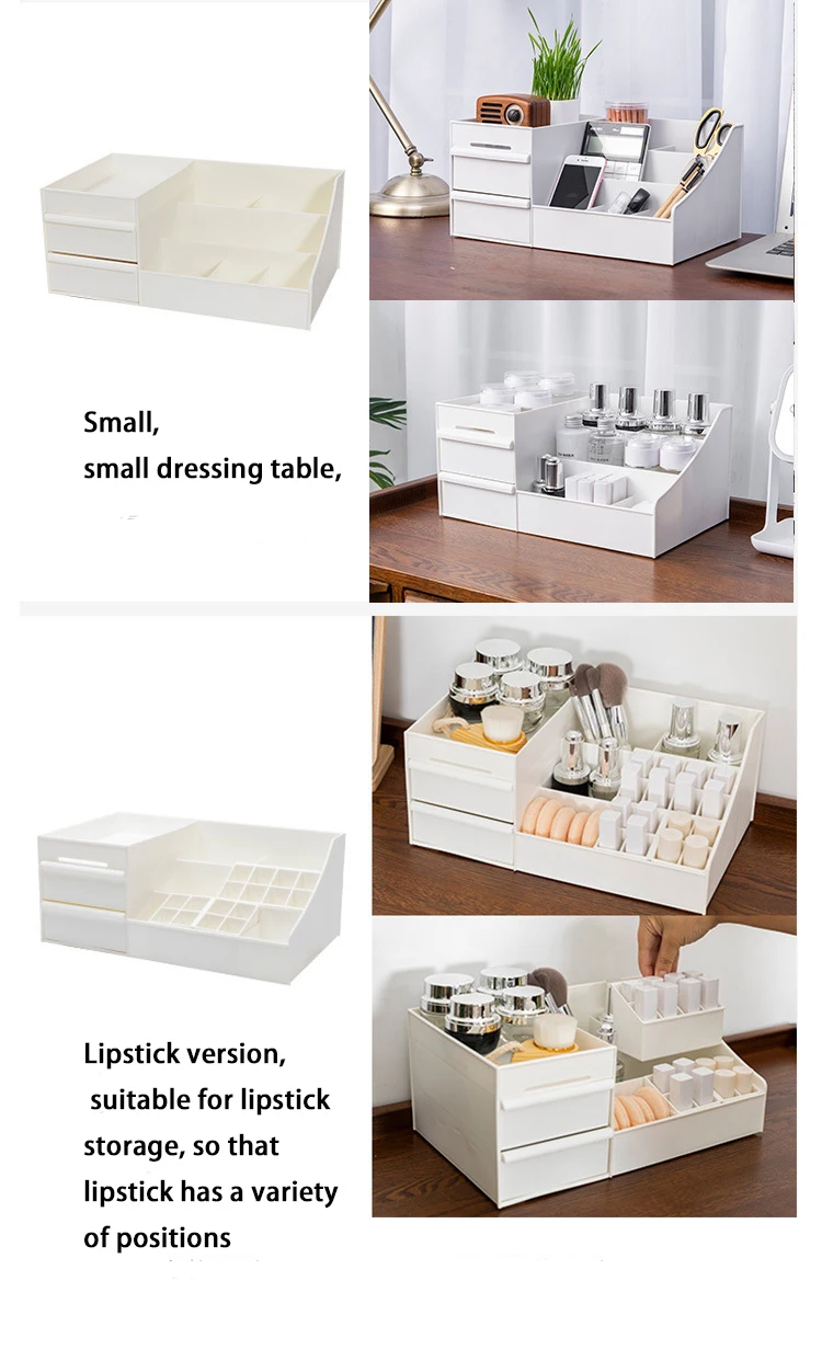 Настольный косметический ящик для хранения, большой пластиковый туалетный ящик, настольные украшения, коробка для хранения канцтоваров, для хранения мелочей, Япония