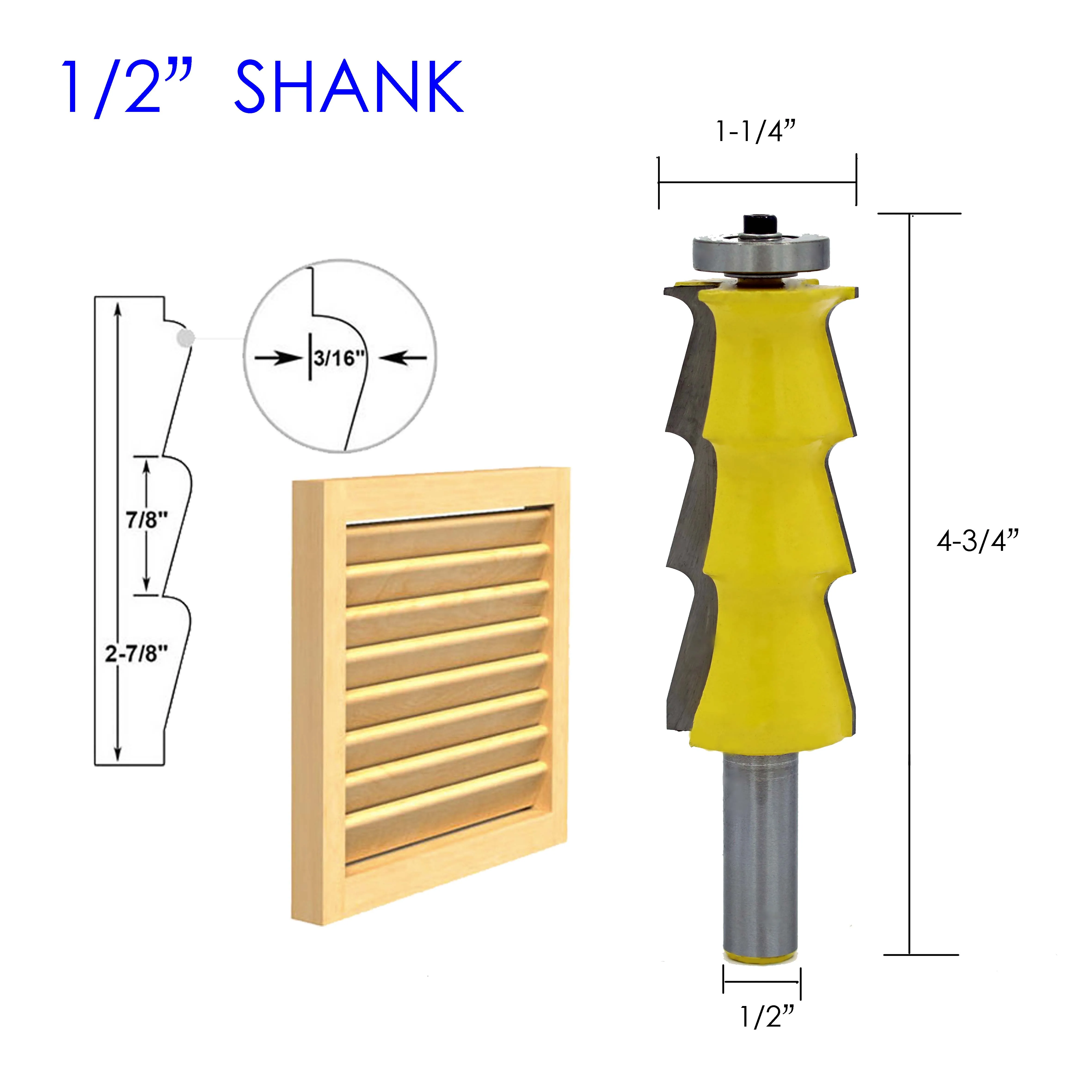 1pc Louver Shutter Style Router Bit - 1/2" Shank door knife Woodworking cutter Tenon Cutter for Woodworking Tools