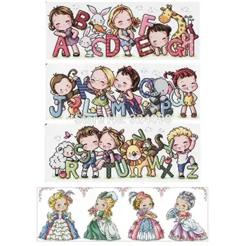 

Cartoon alphabet kid patterns Counted Cross Stitch 11CT 14CT DIY wholesale Chinese Cross Stitch Kits Embroidery Needlework Sets
