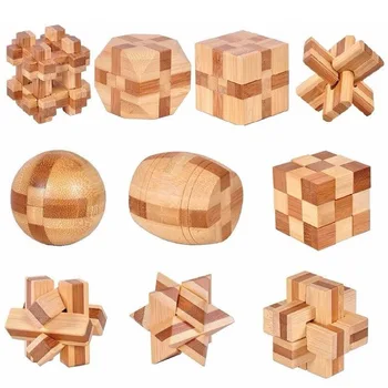 

10 Pcs/Set 3d Handmade Vintage Ming Lock Luban Lock Wooden Toys Adults Puzzle Children Adult Christmas Gift