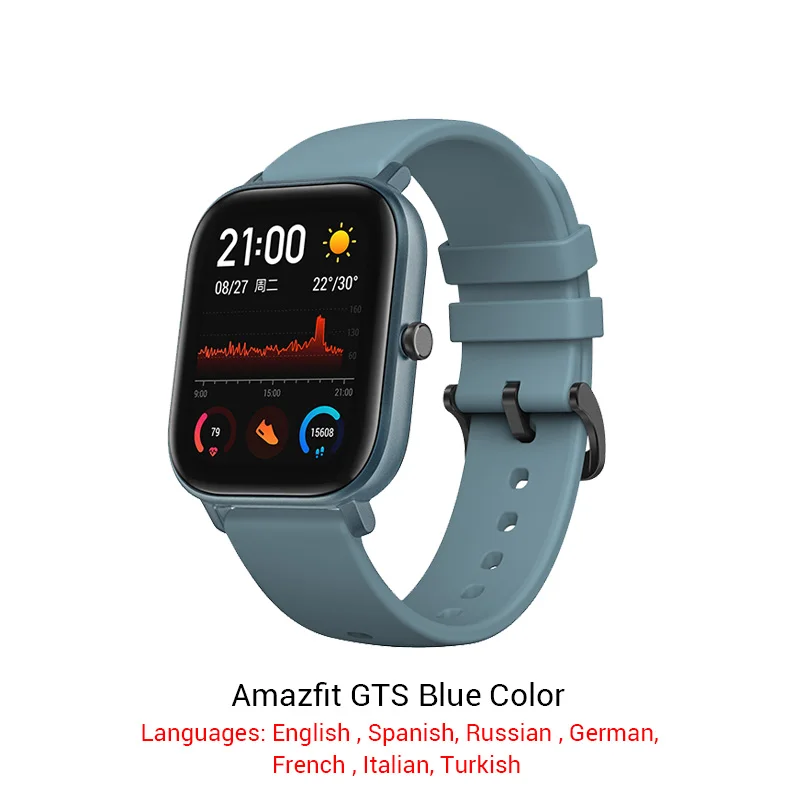 Blue Color Глобальная версия Huami Amazfit GTS 14 дней работы от батареи gps 12 спортивный режим смарт-часы 5ATM 340PPI AMOLED экран часы - Цвет: Blue Color
