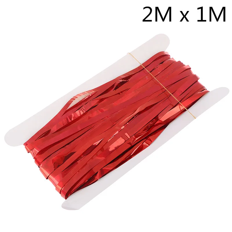 2X1 M Red 1 м 2 м цветные металлические блестки из фольги, бахрома, занавеска, украшение на день рождения, свадебная фотография, фон, занавеска, реквизит для фотографий - Цвет: 2X1 M Red