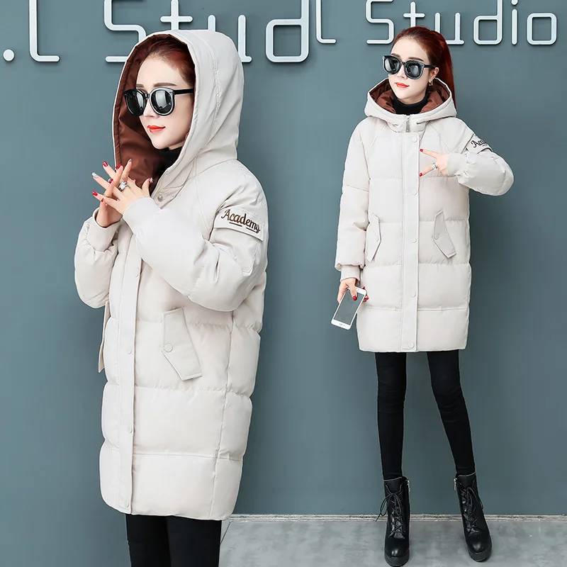 

Fashion plus Thick Cotton Autumn & Winter Women's Korean-style 2019 Hooded Lettered Embroidered Cardigan Zipper Loose-Fit Medium
