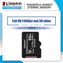 الأصلي كينغستون مايكرو بطاقة ذاكرة فلاش بطاقة 64GB 128G 32GB 16G Class10 TF بطاقة ميكروسدهك microSDXC micro sd 8GB للهاتف