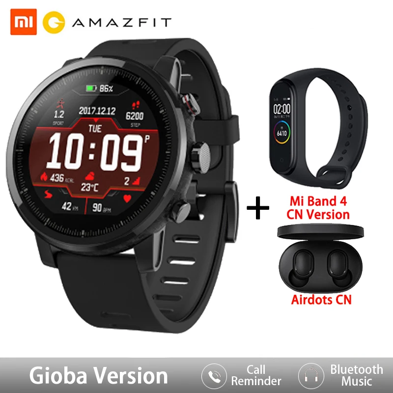 

Amazfit Stratos Smart Watch GPS 5ATM Waterproof 2.5D GPS Heart Rate Monitor Sport Swimming Smartwatch Xiaomi Ecosystem Product