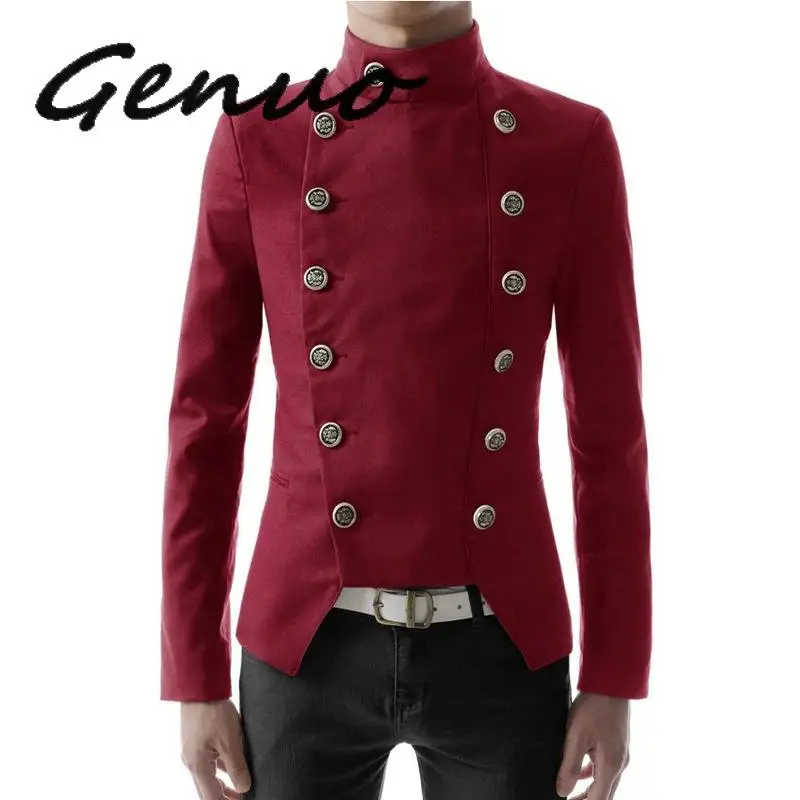 Men Double Breasted Casual Blazer Black White Red Slim Fit Suit Jacket Nightclub DJ Singer Punk Stage Costume Wedding Blazer