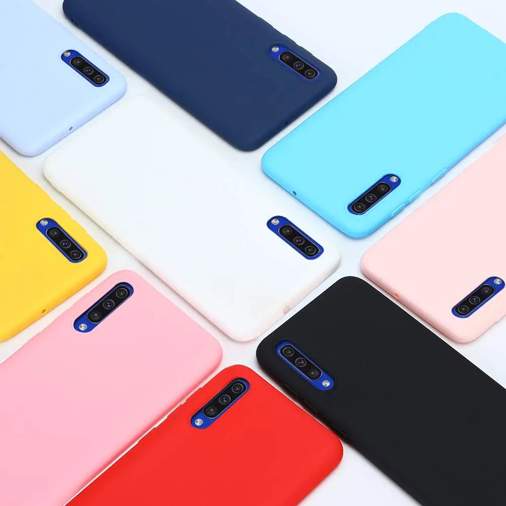 Силиконовый чехол для Samsung Galaxy A50 A30 A40 A10 A20 A70 тапочки однотонного яркого A20e M20 A7 Примечание 10 S8 S9 S10 плюс S10e 5G чехол Крышка
