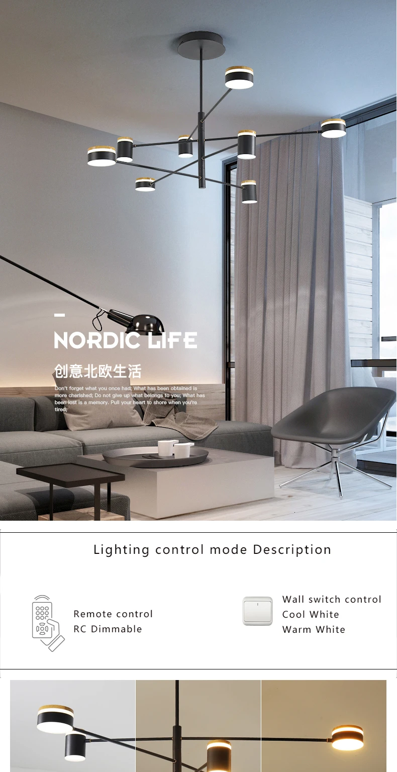 Подвесная люстра в скандинавском стиле для гостиной, современный минималистичный светильник для спальни, ресторана, современный минималистичный черный светодиодный светильник, новинка