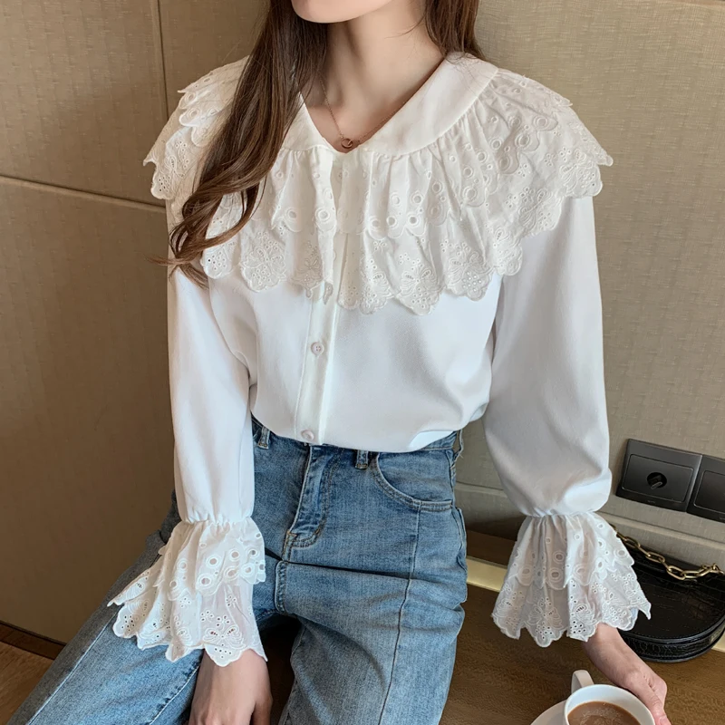 

COIGARSAM Casual Patchwork Shirt Womens tops New Spring Full Sleeve Chiffon Solid Loose Straight Women shirts White Pink 5802