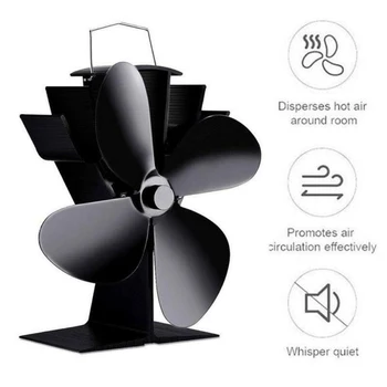 

4 Blades Heat Powered Wood Stove Fan For Log Wood Burner / Fireplace Eco Fan