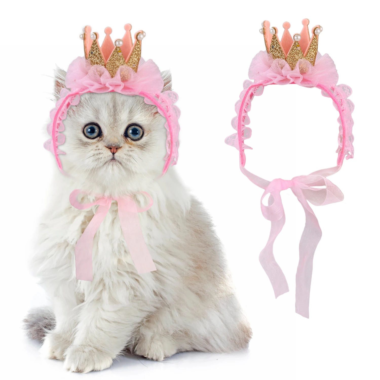 1pc Pet Hat Creative Lovely Lace Heart Pet Headband Pet Costume Hat For Cats Puppies Party Dress Up Pet Supplies 3 Styles - Цвет: 3