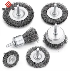 Brosse à roue en fil d'acier, outils rotatifs Dremel pour perceuse outils Dremel, élimination de la rouille du métal, polissage 6 pièces 