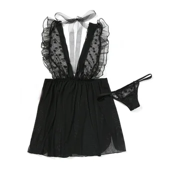 

See-through chiffon sexy nightdress seduces charming women nightdress suit wholesale foreign trade