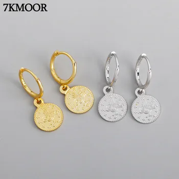 

7KMOOR Real 925 Sterling Silver Geometric Round Uneven Stud Earrings for Women Minimalist Party Wedding Birthday Jewelry Gift