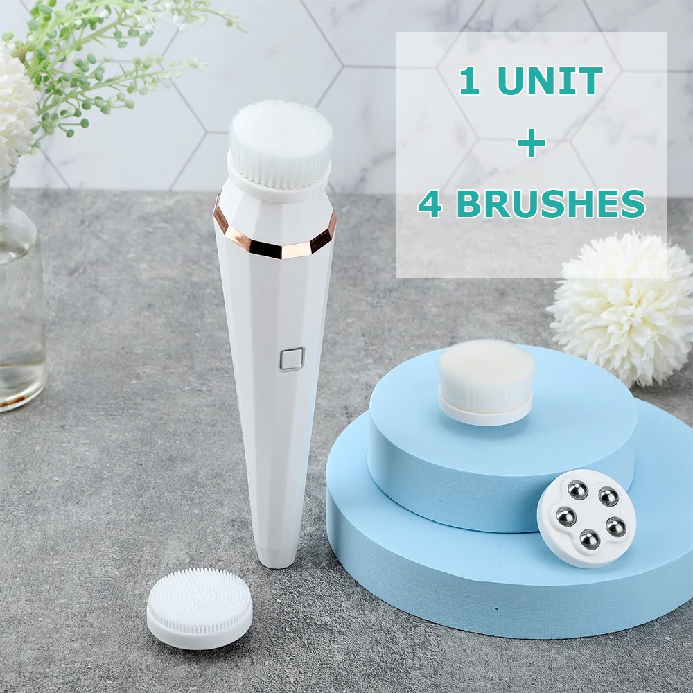 4 in 1 Electric Facial Cleansing Brush 360° Rotating Face Brush 3 Speed
