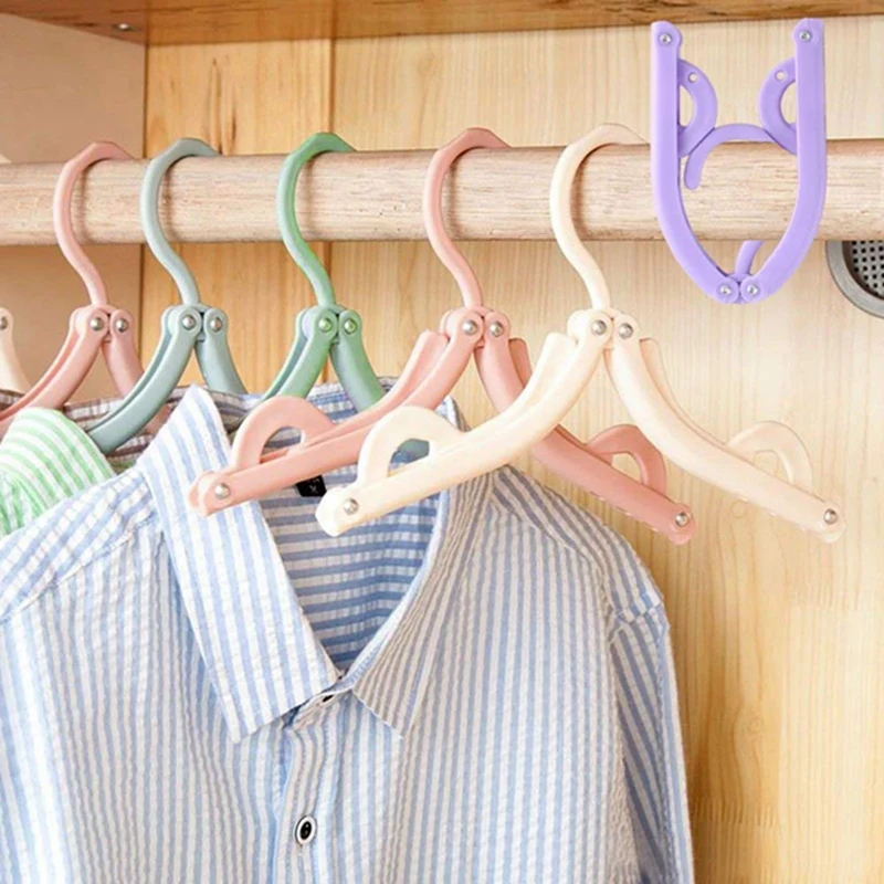10PCS Travel Clothes Hangers Magic Portable Glamorous Plastic Folding Coat Hanger with Anti-slip Grooves for Outdoor Camping Hik